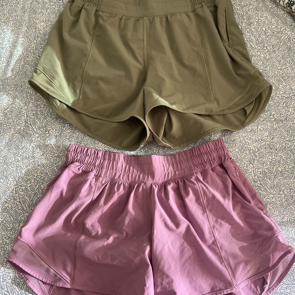 Lululemon Olive and Pink Shorts